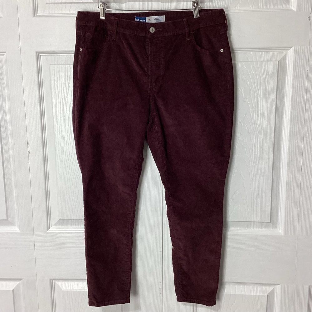 Old Navy Burgundy High Rise Corduroy Pants 16P Rockstar Super Skinny Casual